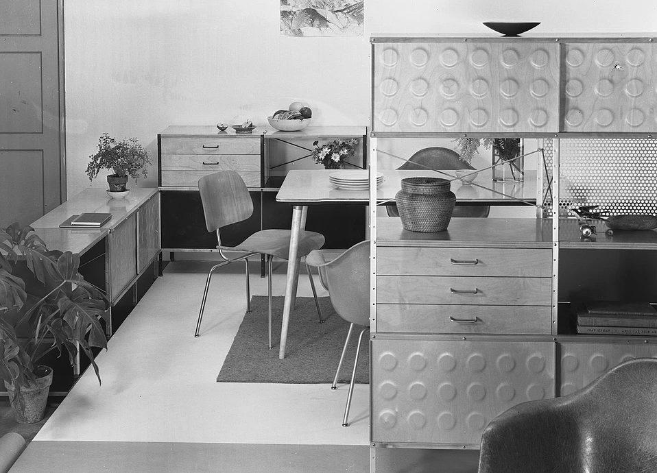 Furniture with Eames storage units at Herman Miller showroom, 1951