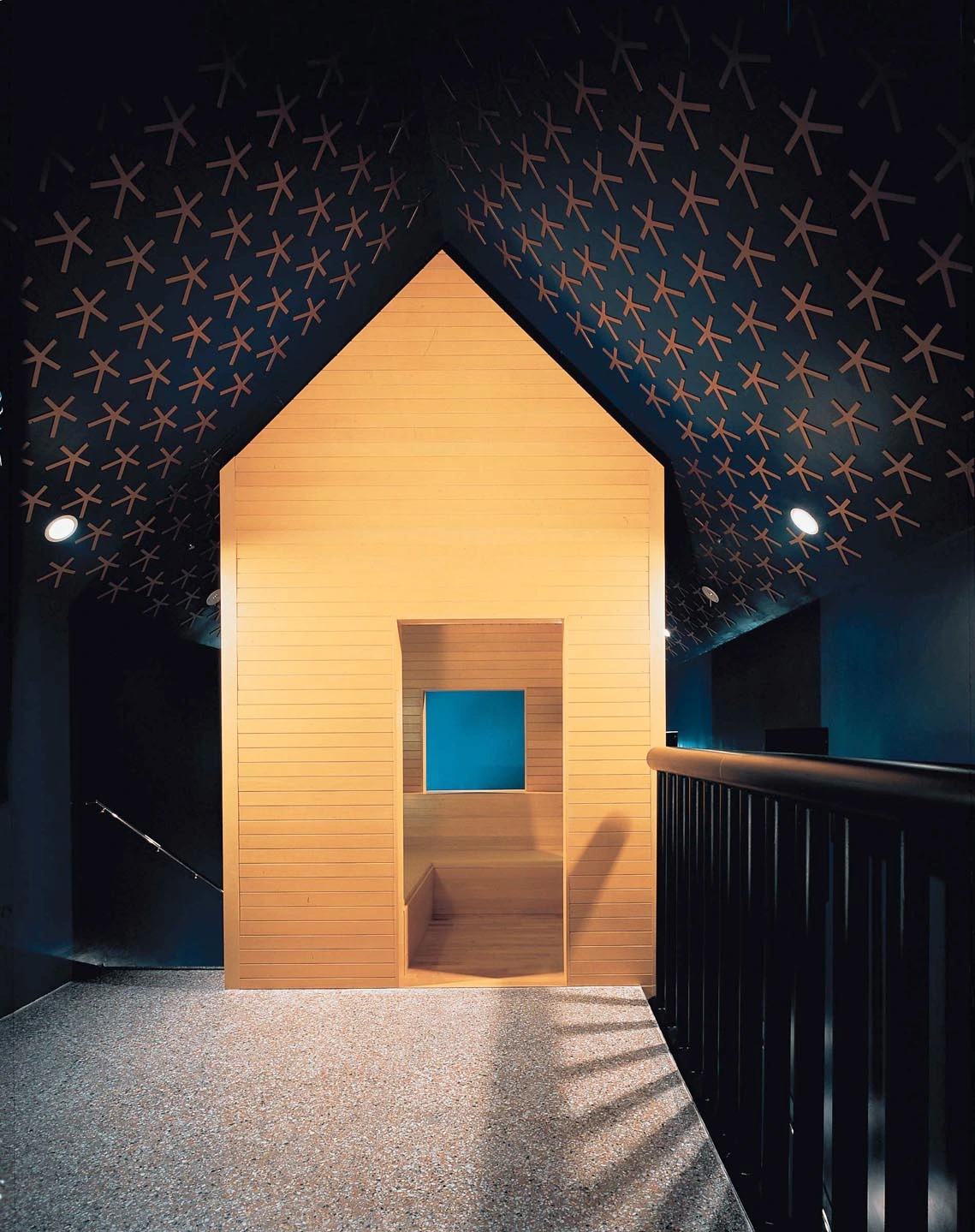 Wooden interior of a hotel bar Zibibbo in Fukuoka, Japan