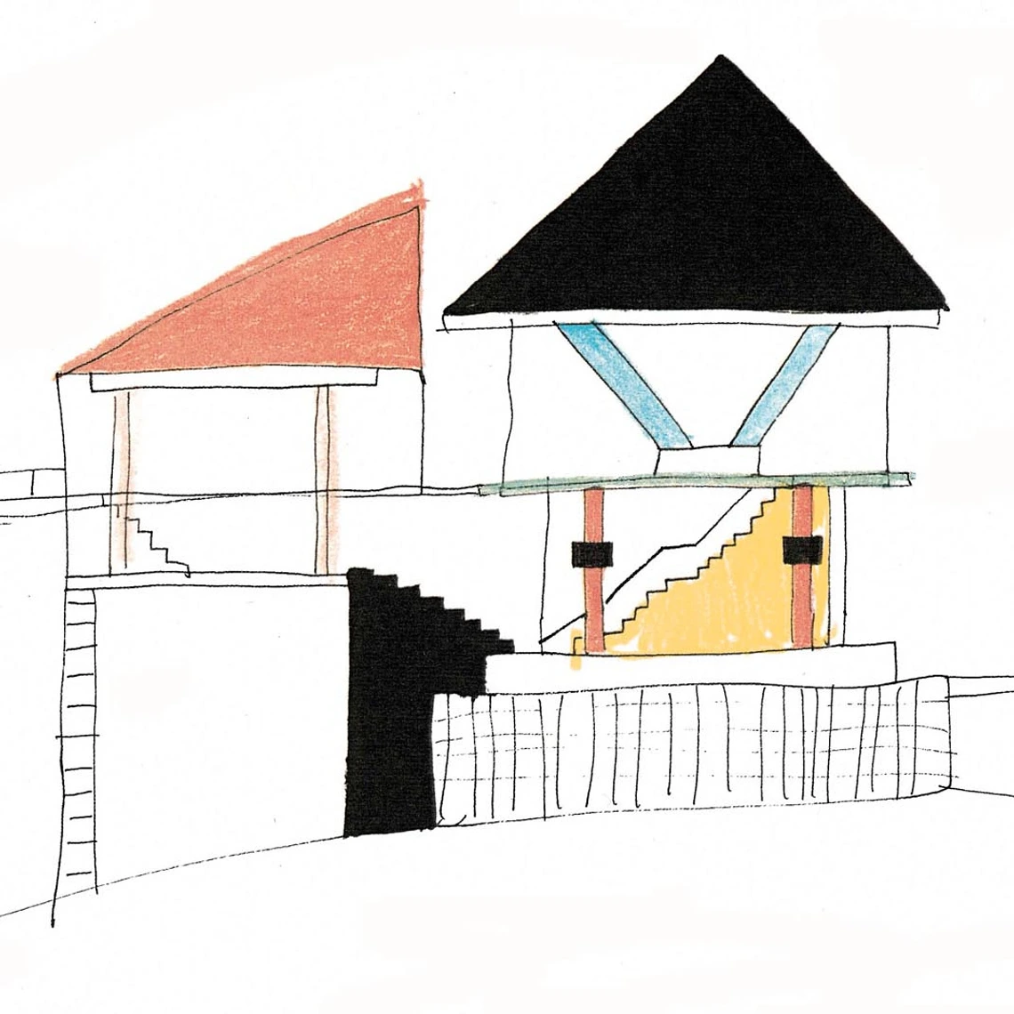 A schematic architectural sketch