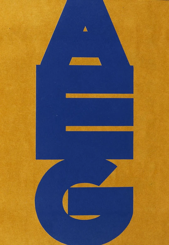 Advertising brochure from the Berlin printshop Otto Elsner. Three blue letters A, E, G, combined