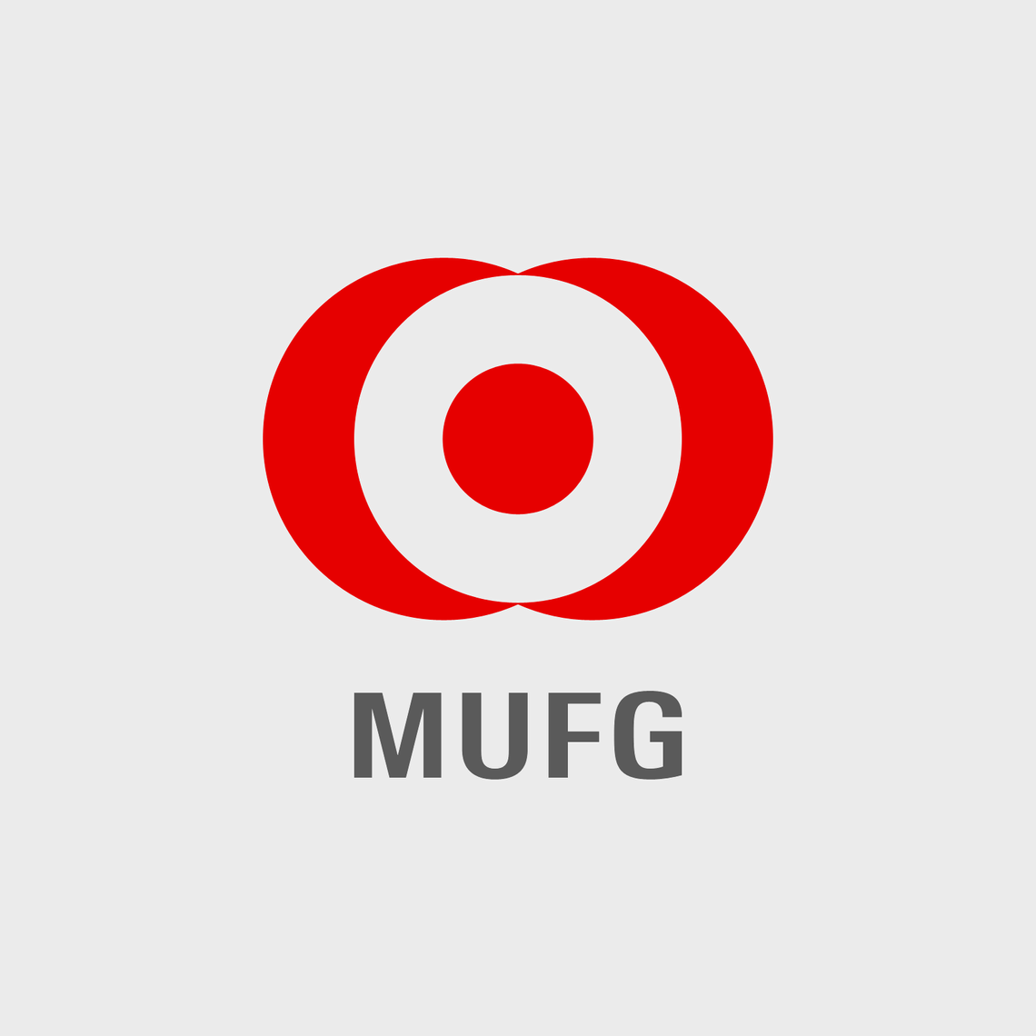 Logo for Mitsubishi UFJ Financial Group, Inc. Intersecting red and white circles with letters MUFG