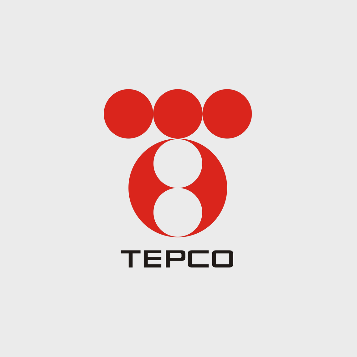 Logo for Tokyo Electric Power Company (TEPCO). Red and white circles with a word TEPCO