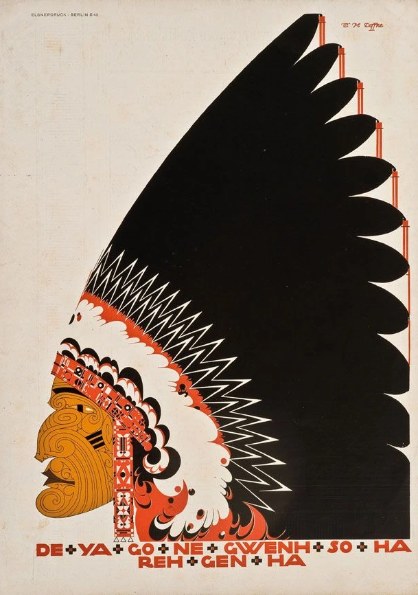 Cover for a brochure. Native American in a traditional headdress