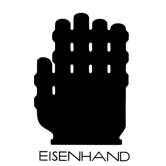 Eisenhand. Black iron glove on a white background