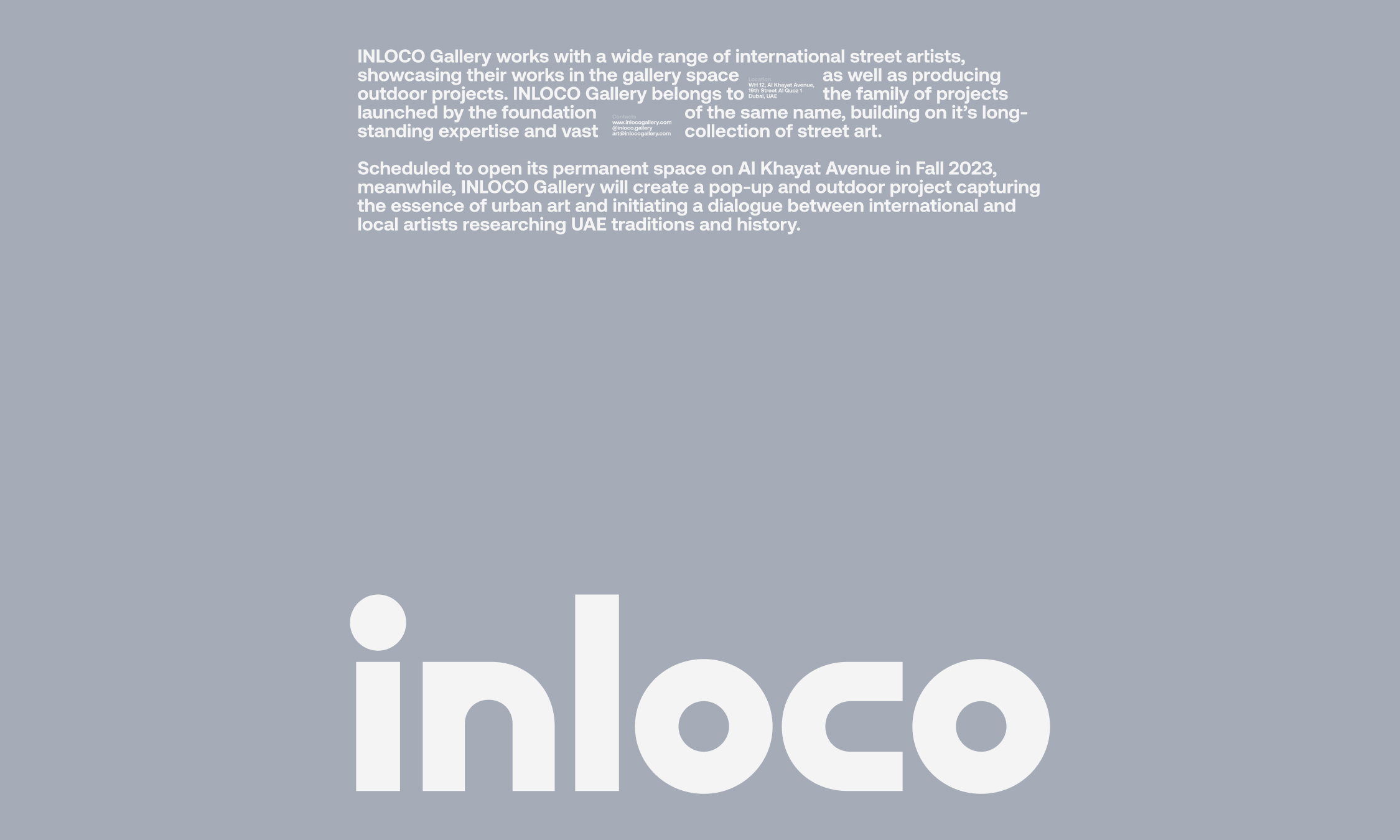 Visual identity for INLOCO art gallery and foundation.