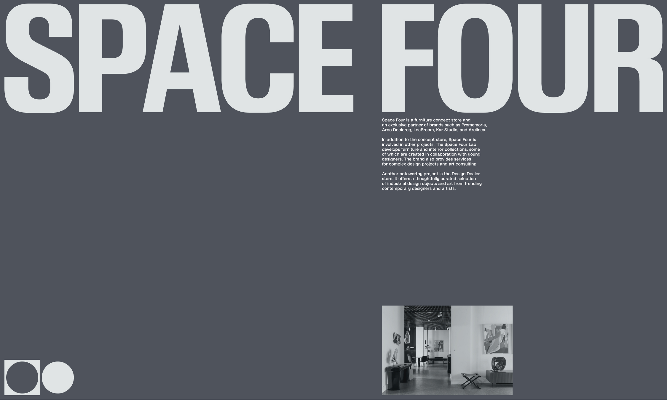 Visual identity for Space Four, furniture concept store and art gallery.