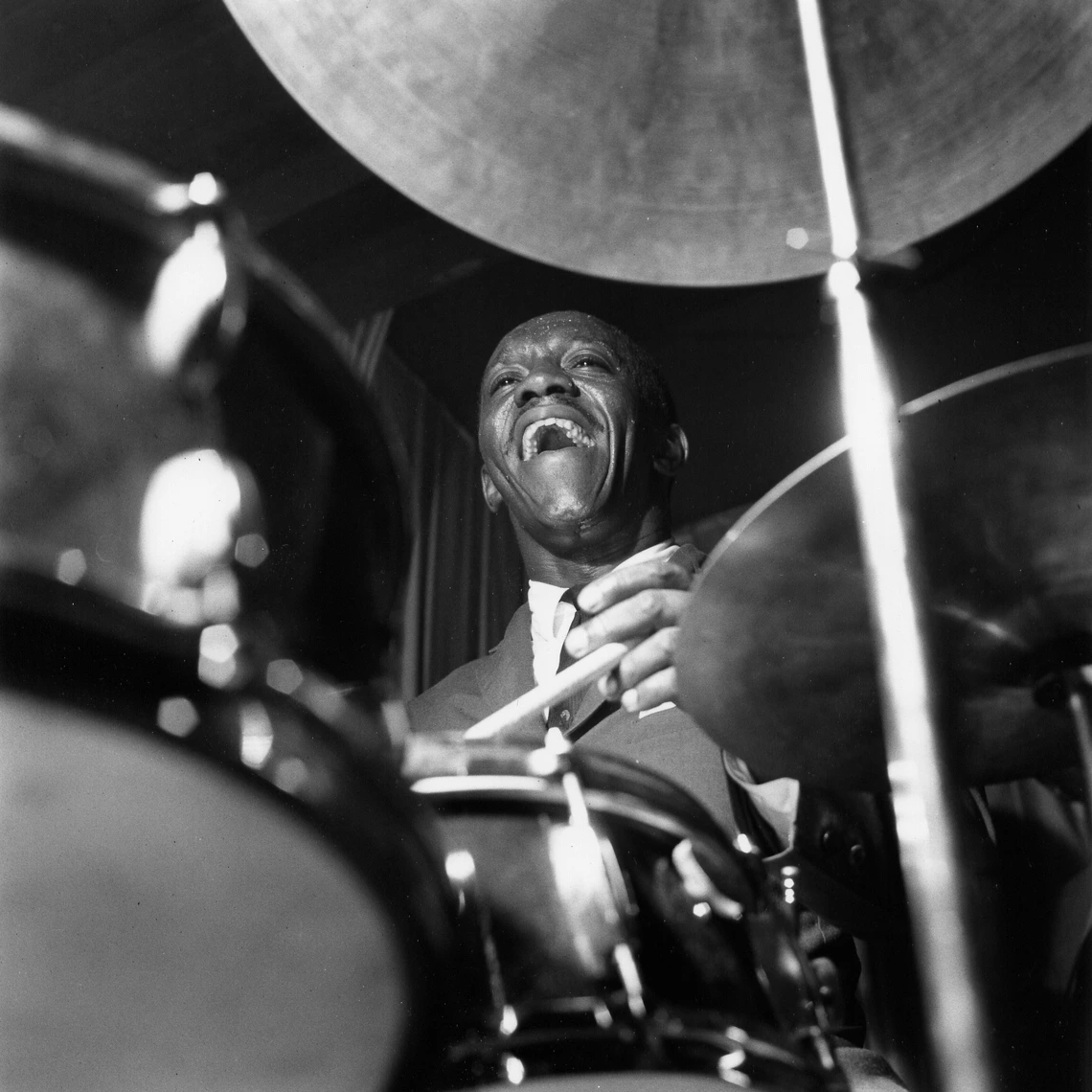 Art Blakey playing drums. Photo by Francis Wolff