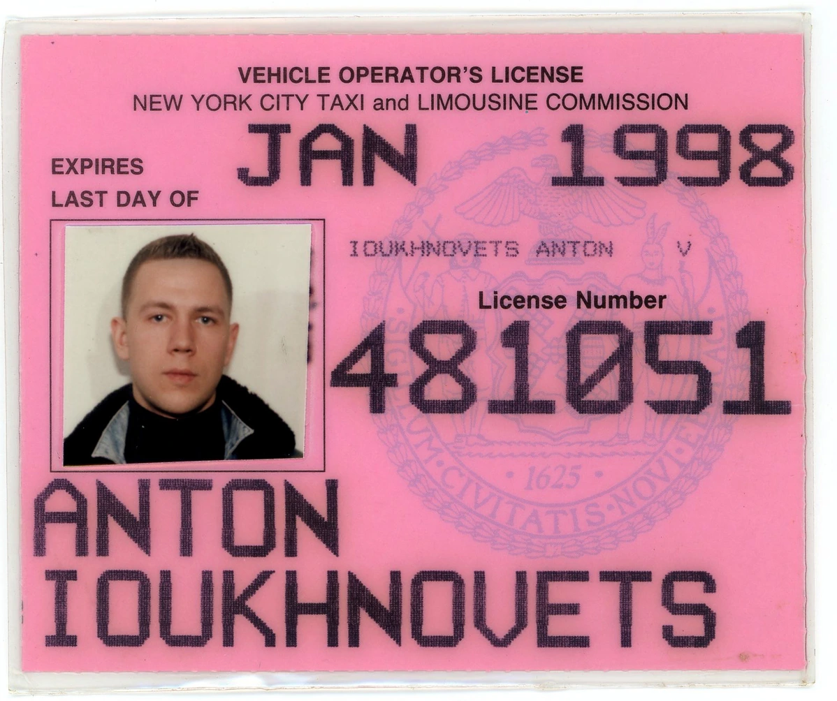 New York taxi driver license for Anton Ioukhnovets