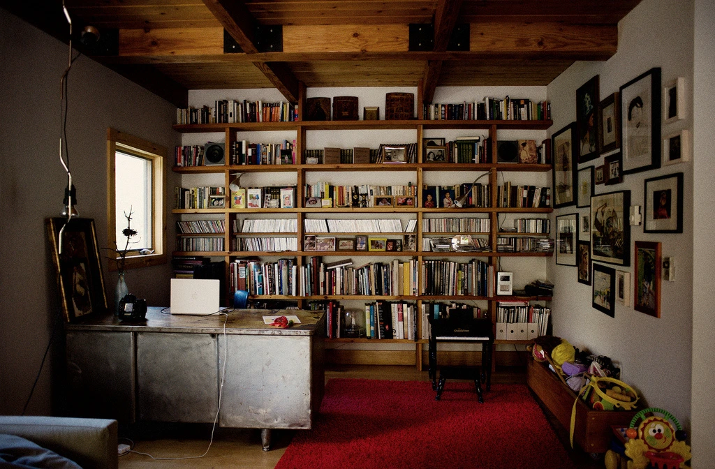 In the house of Anton Ioukhnovets and his family in Putnam Valley. A library