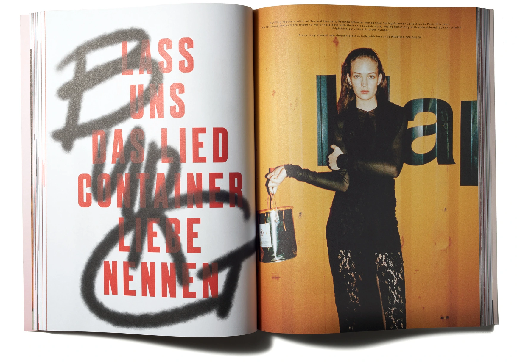 Achtung magazine. Layout designed by Anton Ioukhnovets. Lass Uns Das Lied Container Liebe Nennen