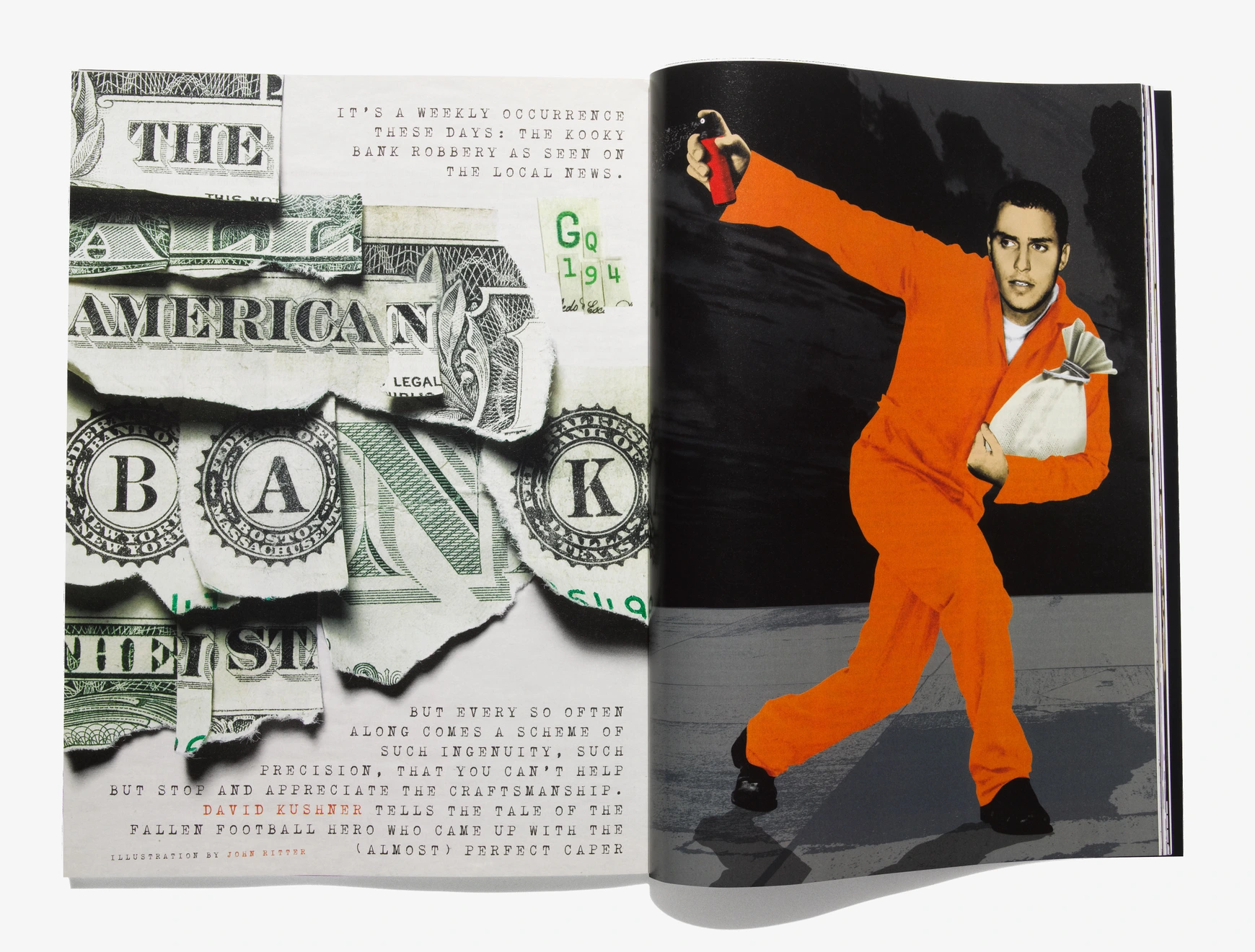 GQ magazine. Layout designed by Anton Ioukhnovets. The American Bank Heist