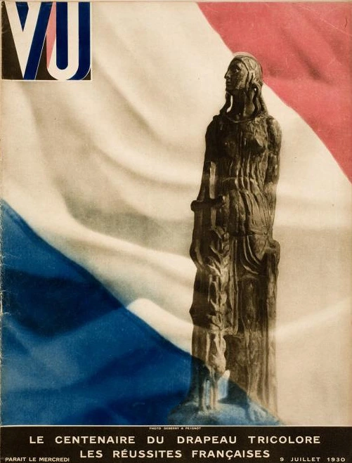 Vu magazine cover. A French flag with a female statue