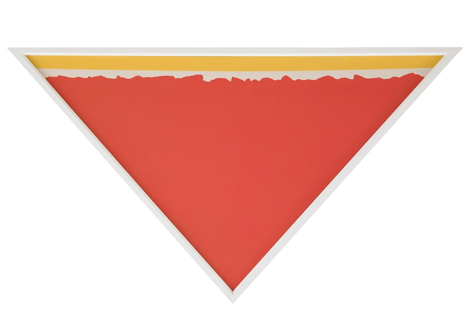 Untitled painting by Alexander Liberman. A red triangle pointed down