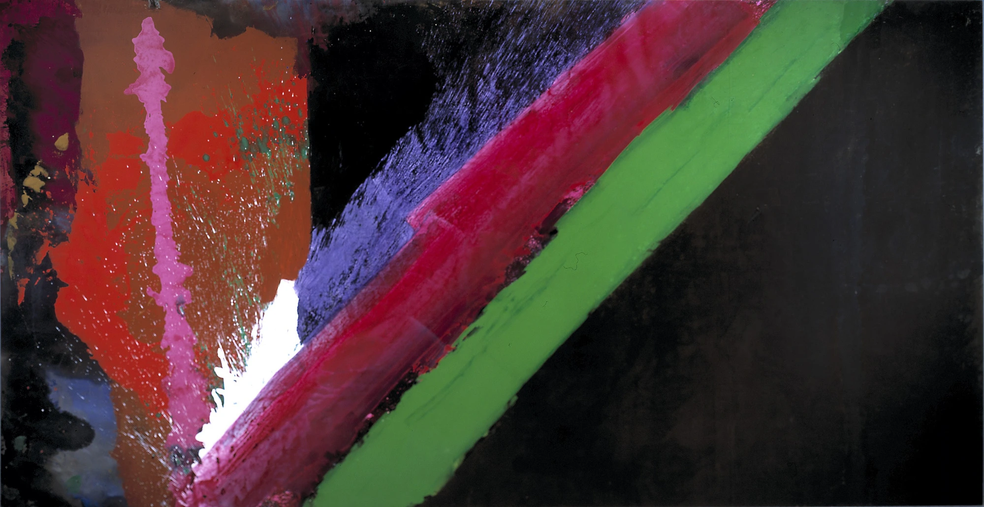 Green Diagonal painting by Alexander Liberman. Splashes of different color