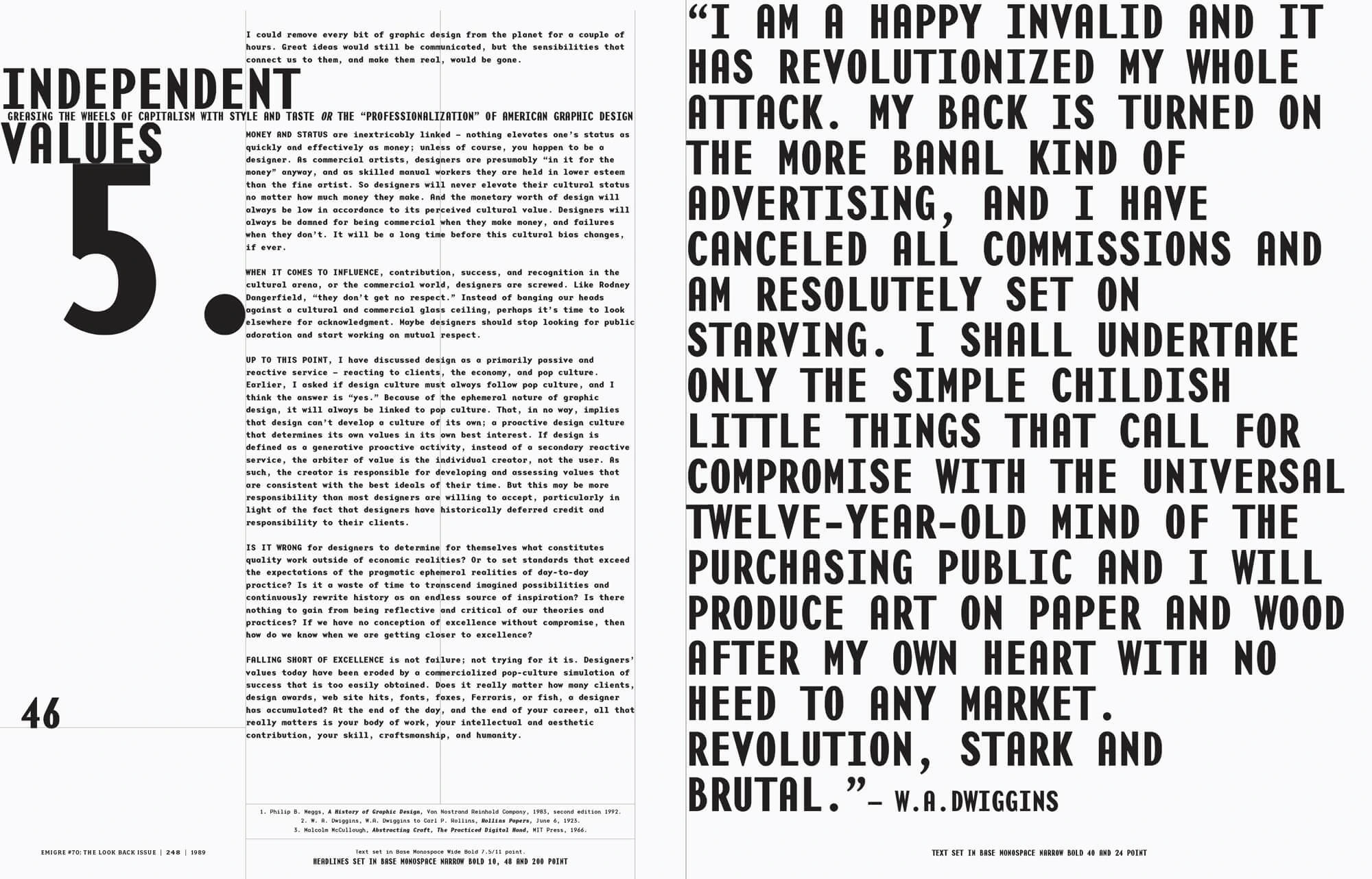 Page spread from Emigre magazine