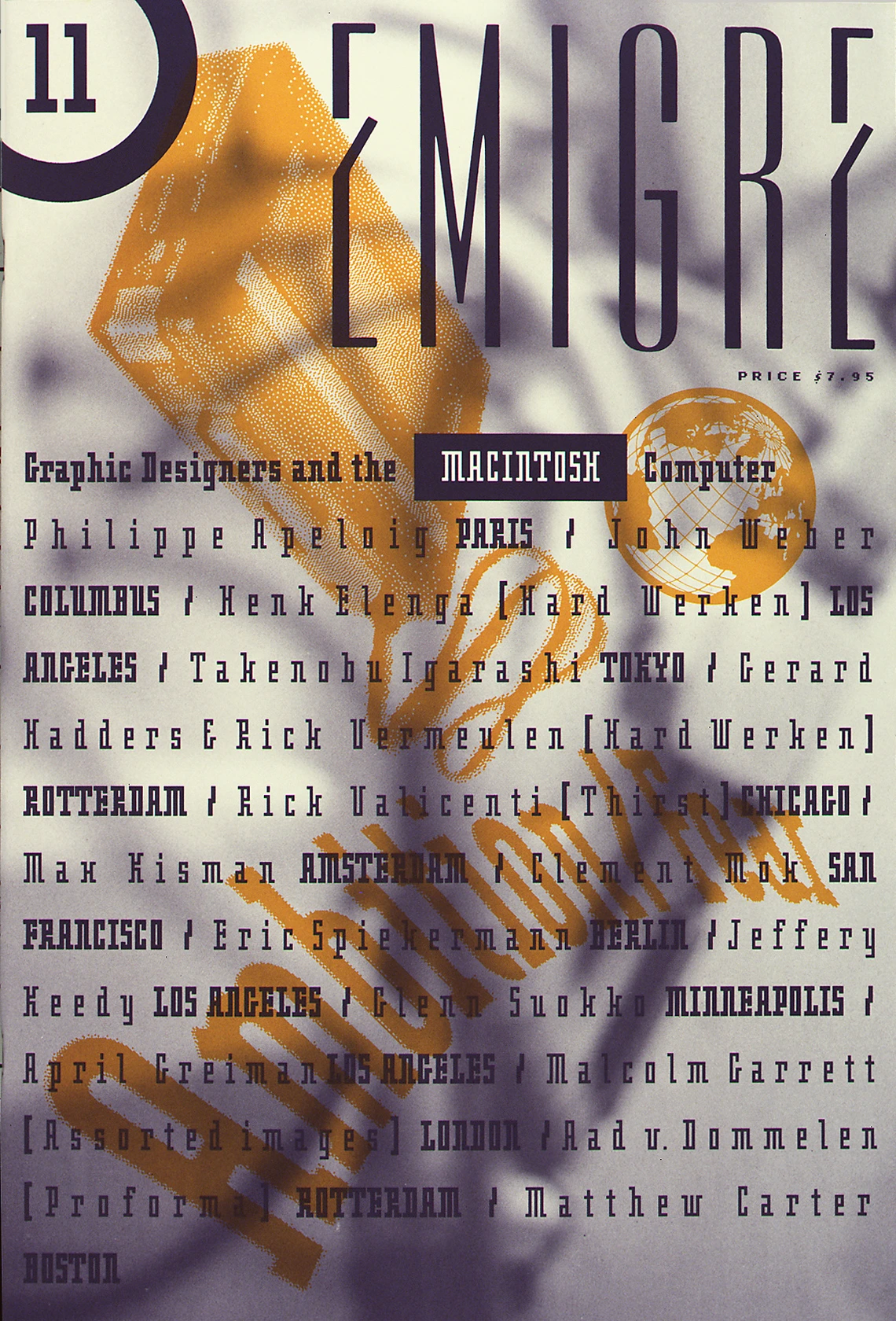 Cover of Emigre magazine, issue No. 11. Graphic Designers and the Macintosh Computer