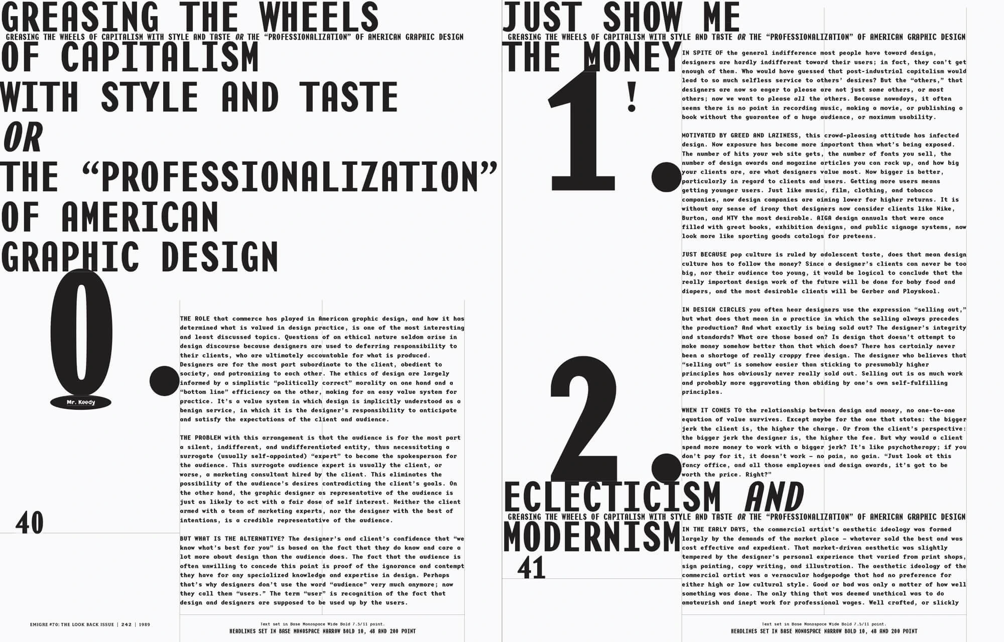Page spread from Emigre magazine