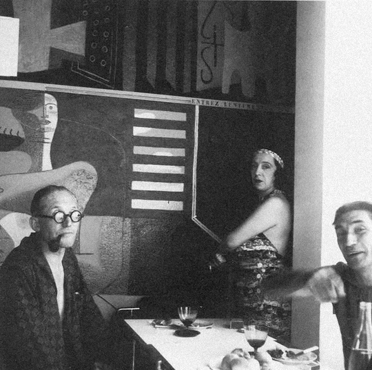 Le Corbusier, Yvonne Gallis and Jean Badovici at E-1027
