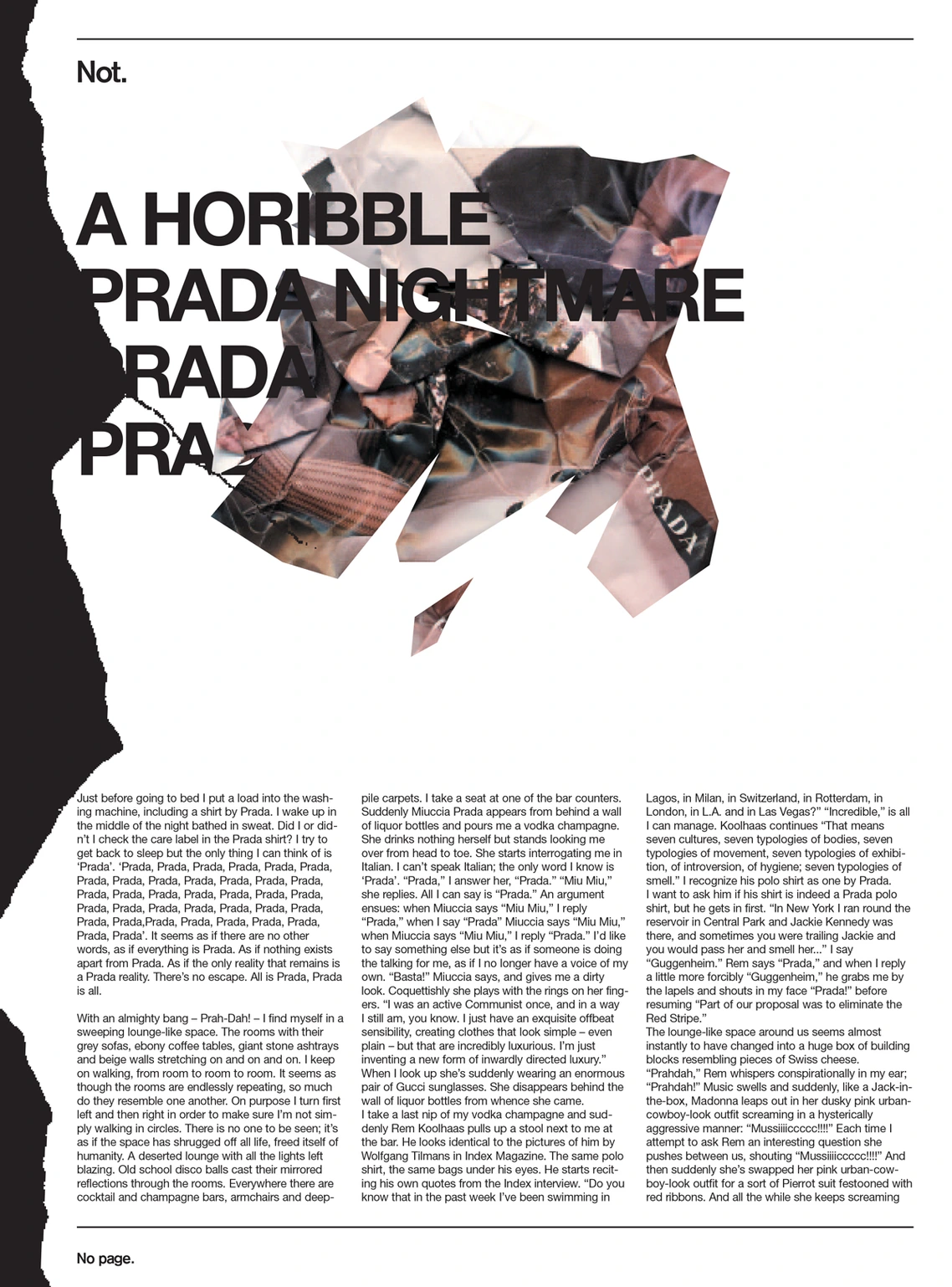 Page from Re-Magazine, issue 6, winter 2001. A Horrible Prada Nightmare