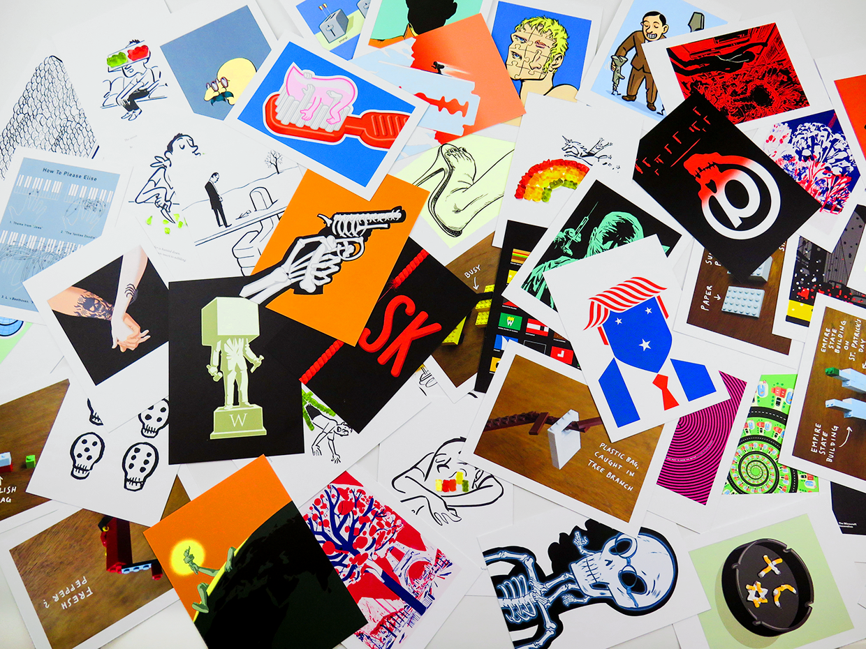 Postcard show book for Masters Series exhibit at the School of Visual Arts, New York