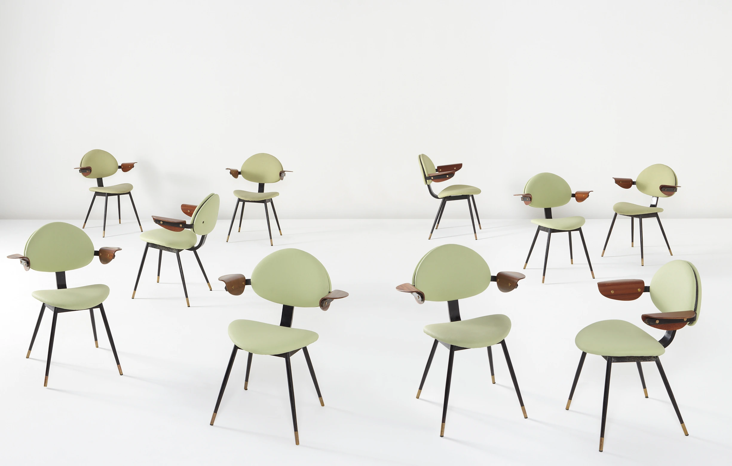 Set of ten “Lutrario” armchairs, from the Lutrario Ballroom