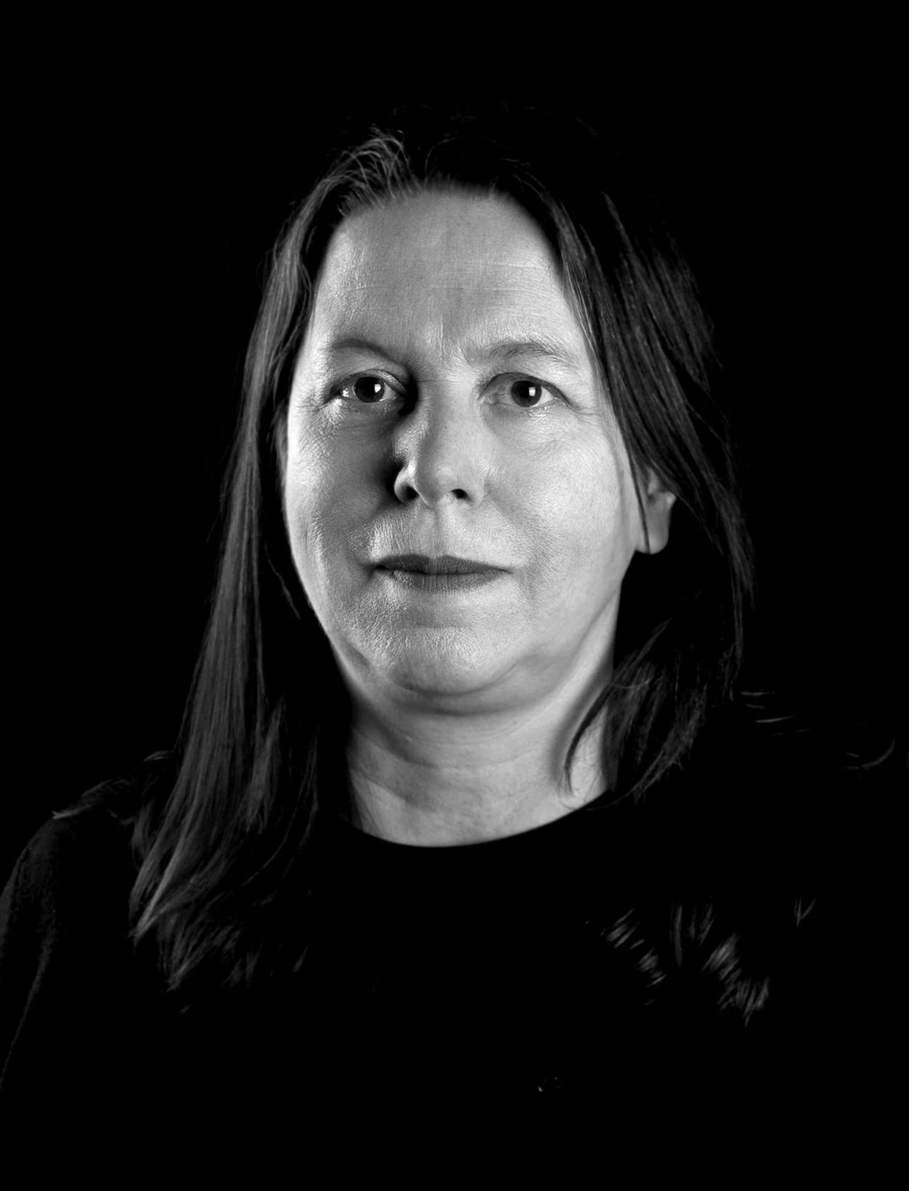 Irma Boom looking into camera, wearing black