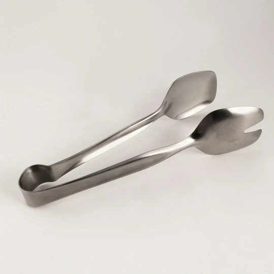 Metal serving tongs designed by Wilhelm Wagenfeld