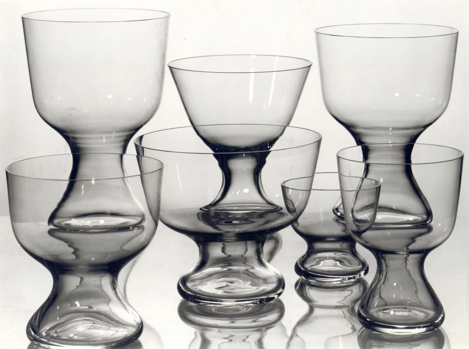 Glass vases designed by Wilhelm Wagenfeld