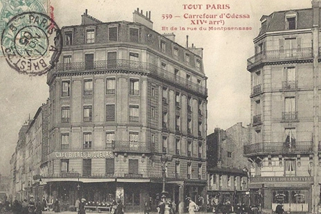 Paris, Montparnasse, Hotel Odessa, 1920s. A vintage black and white postcard