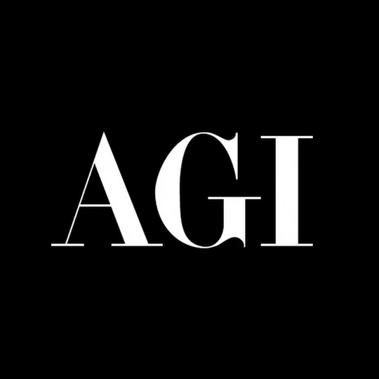 AGI logo. White letters A, G, I on a black background