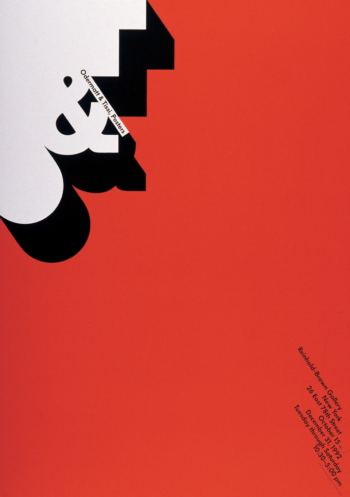 A red poster with white letters O&amp;T in the upper left corner