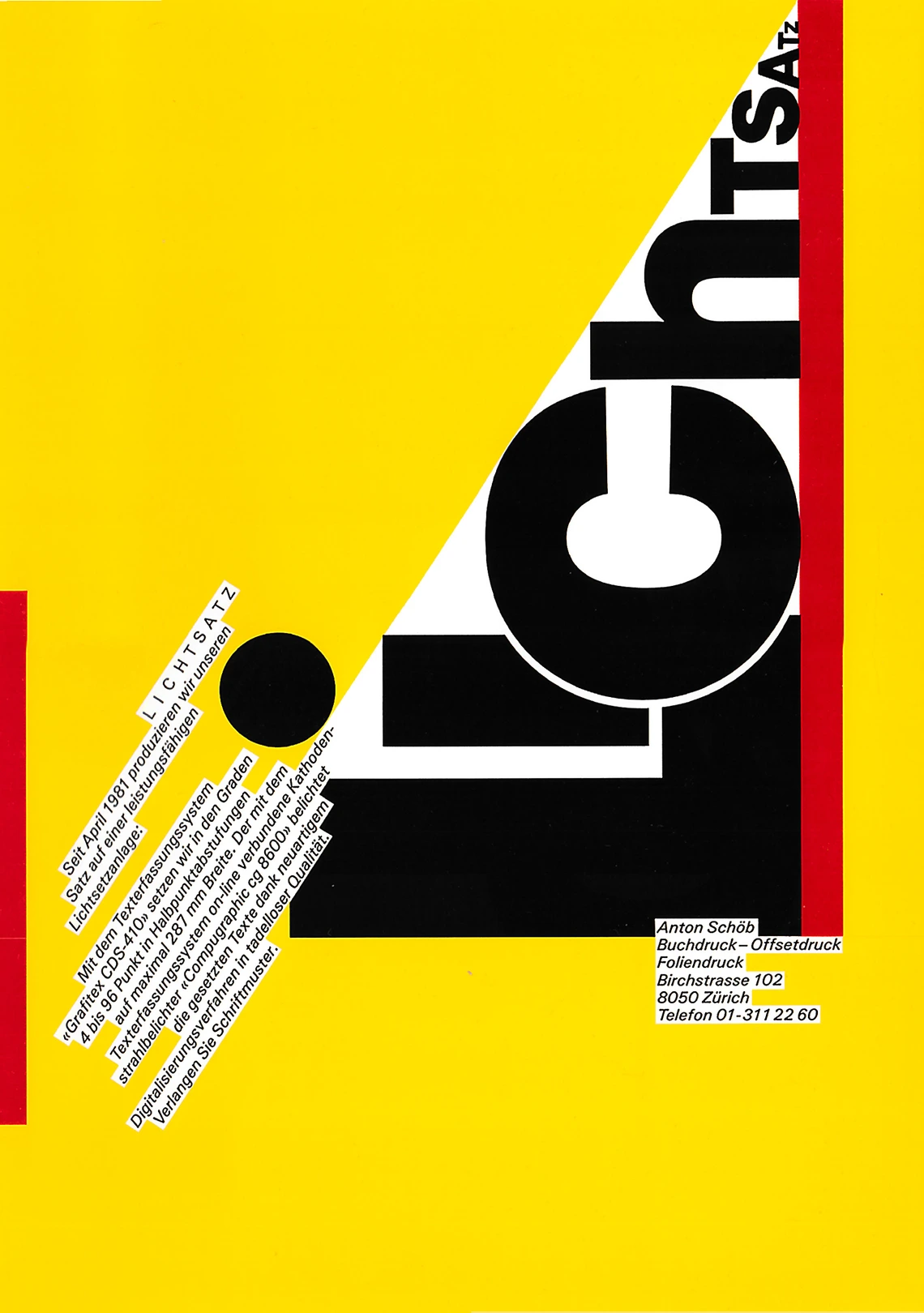 Cover of a folder Lichtsatz. Word Lichtsatz on a yellow background