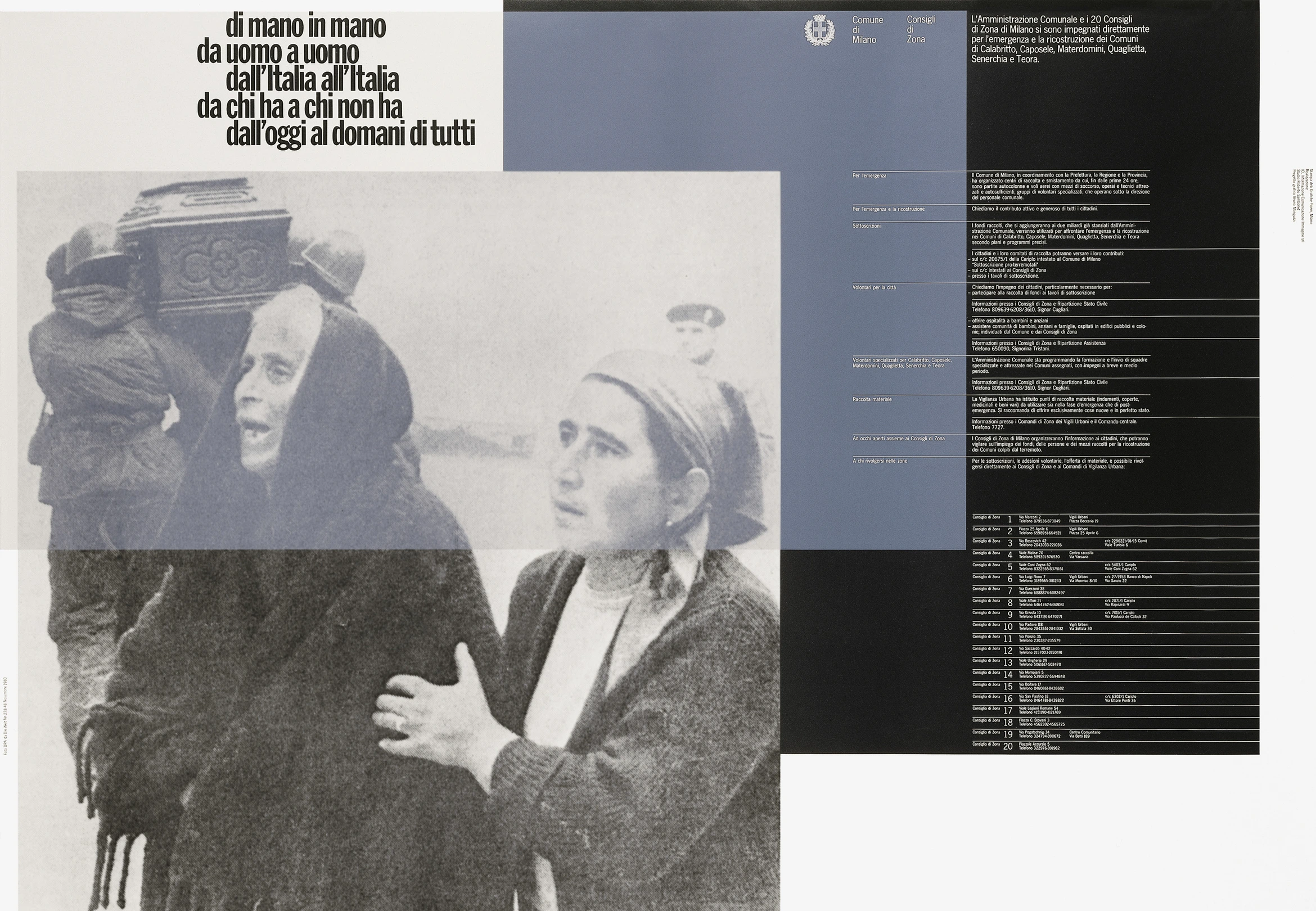 A poster Di mano in mano… for the assistance of earthquake victims in Irpinia