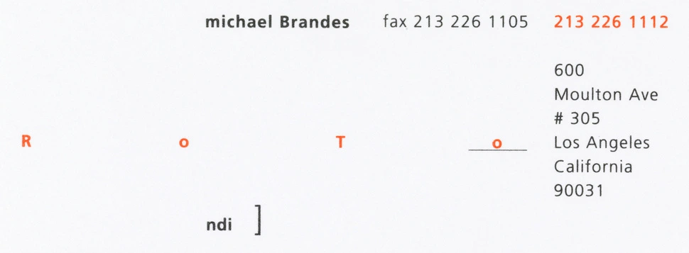 Business card for Michael Brandes, SCI-Arc