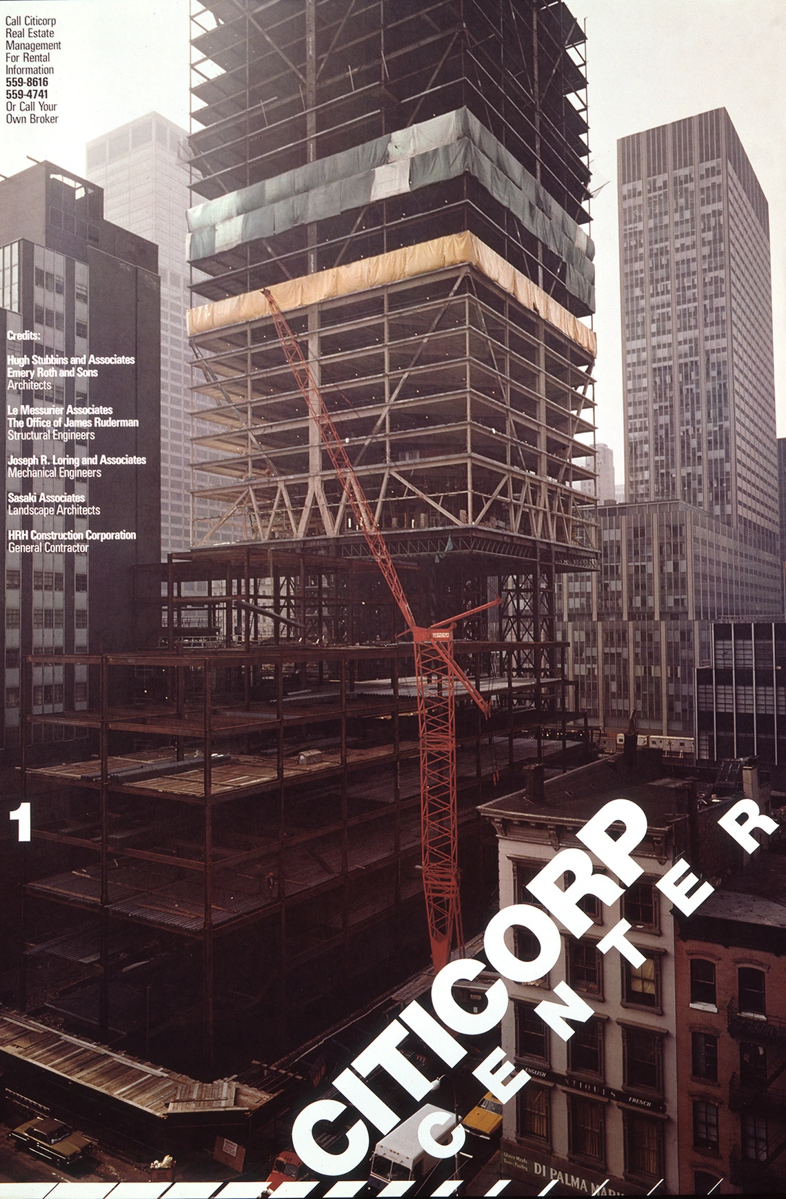 One of the posters for Citicorp Center. A construction site view