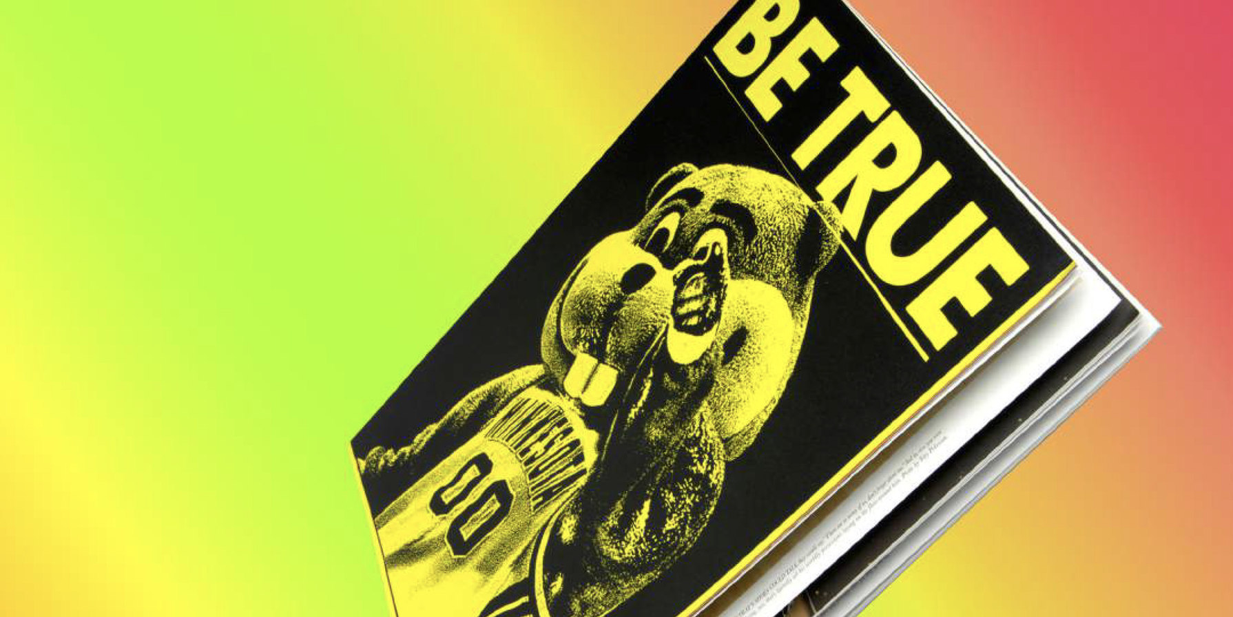 Cover of the Be True zine made for Nike to celebrate the 20th anniversary of the nIke Dunk show. It features the hybrid mashup of basketball and skateboarding.