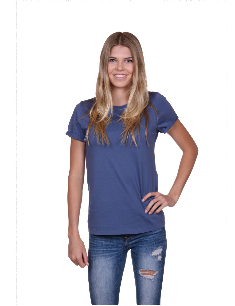 Womens Supima Cotton blue t-shirt