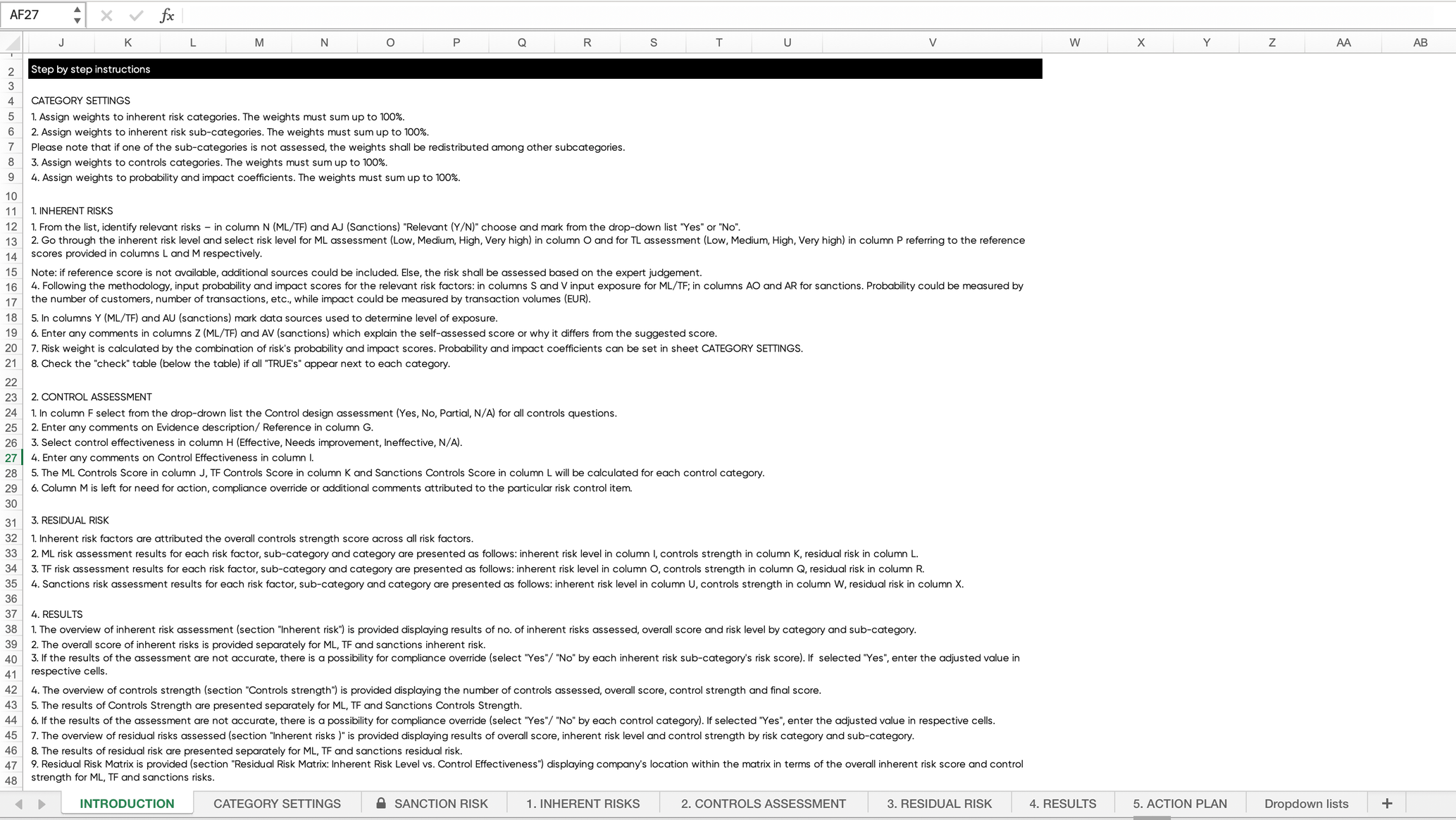Enterprise wide AML, CTF, sanctions risk assessment template