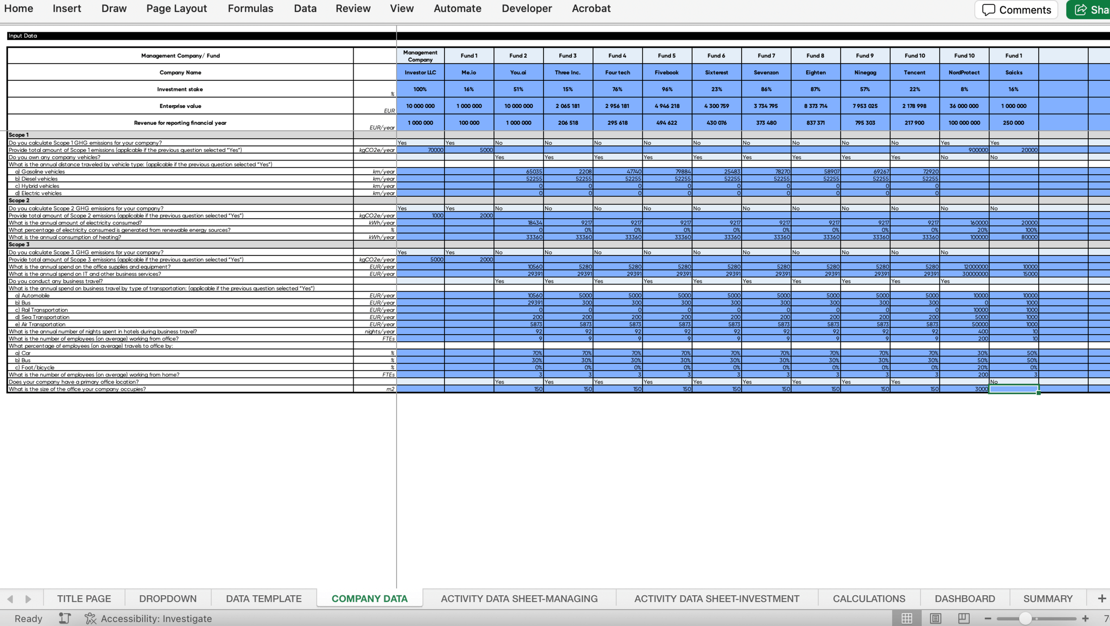 GHG emissions calculation tool