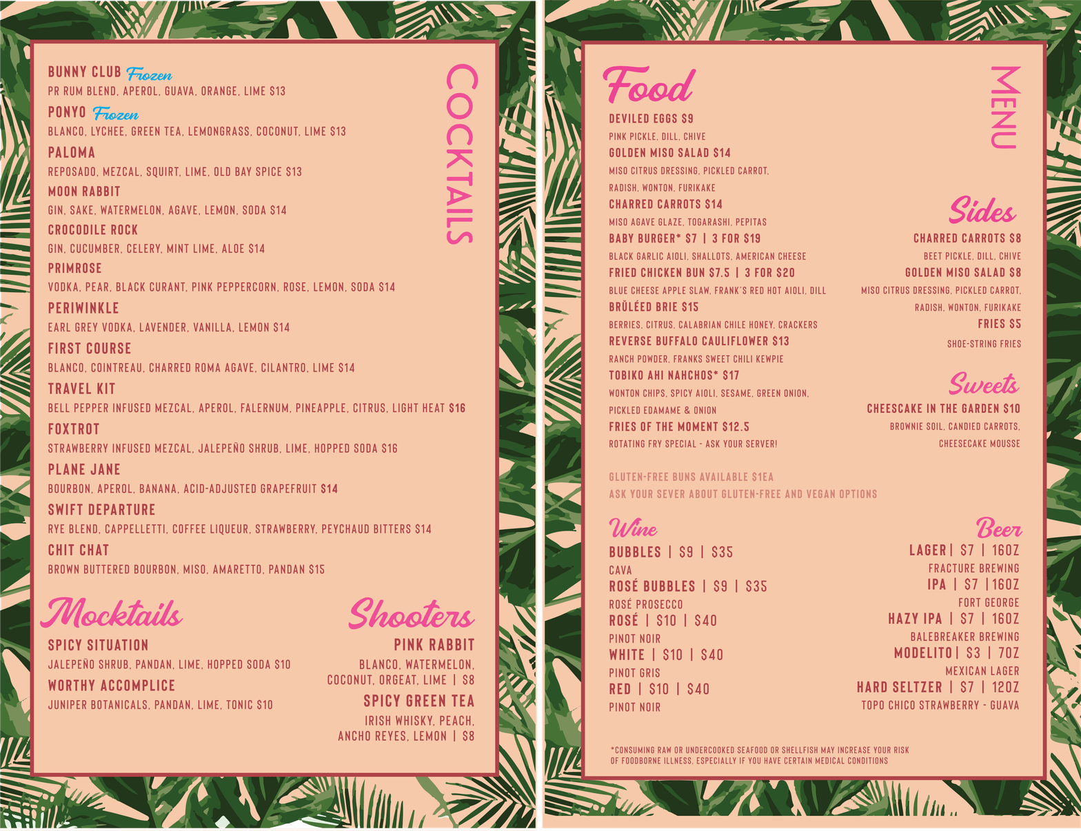 Pink Rabbit — MENU
