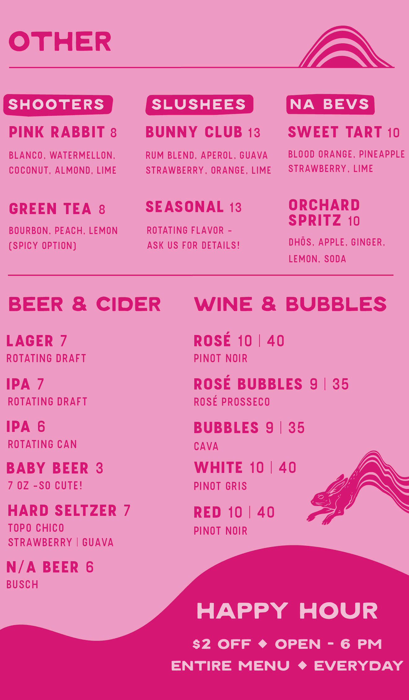 Pink Rabbit — MENU