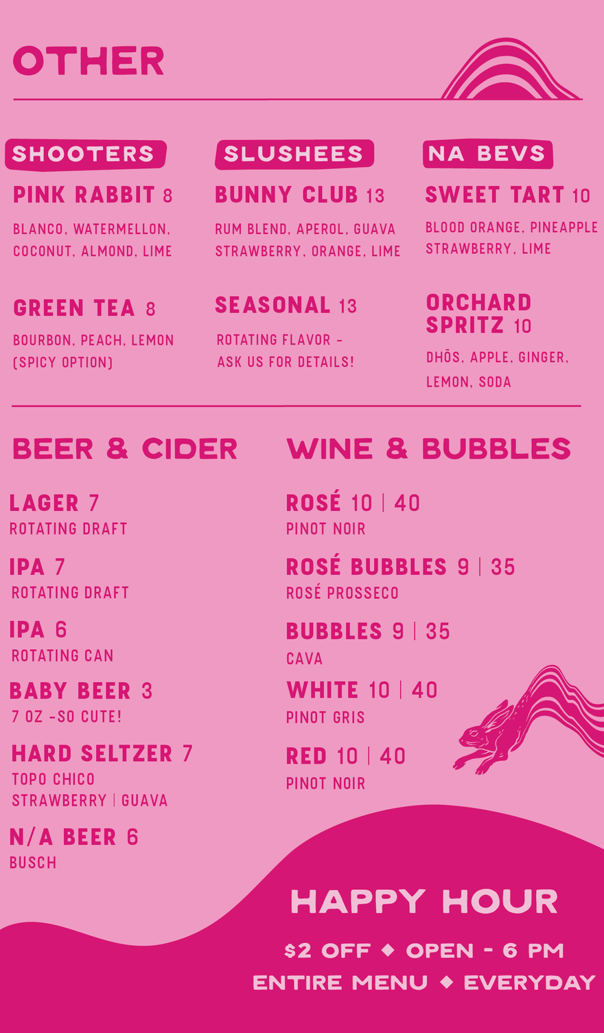 Brass Rabbit Menu Pink Rabbit — MENU
