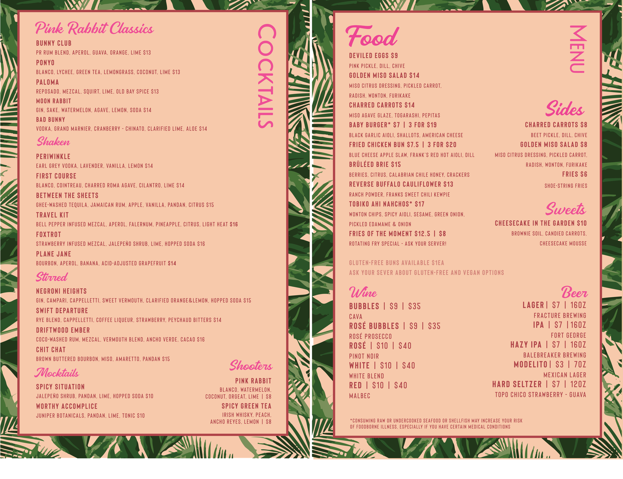 Pink Rabbit — MENU