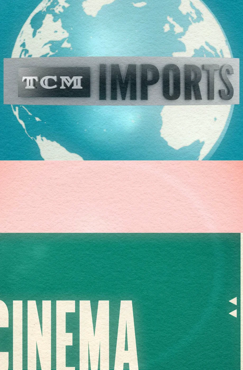 A stylized minimalist title sequence frame featuring the 'TCM Imports' logo refresh, a cropped 'cinema' graphic, and exposed film sprockets on the vertical edge