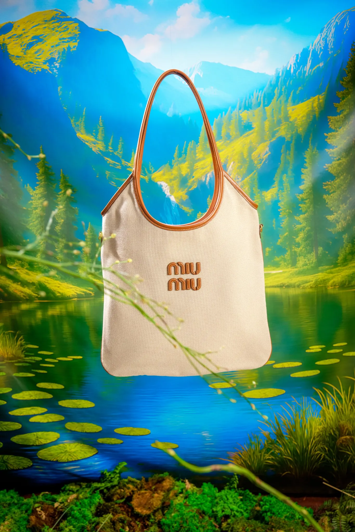 Conceptual still life photograph of Miu Miu luxury bag in surreal Toronto landscape by product photographer Sarah Wright.