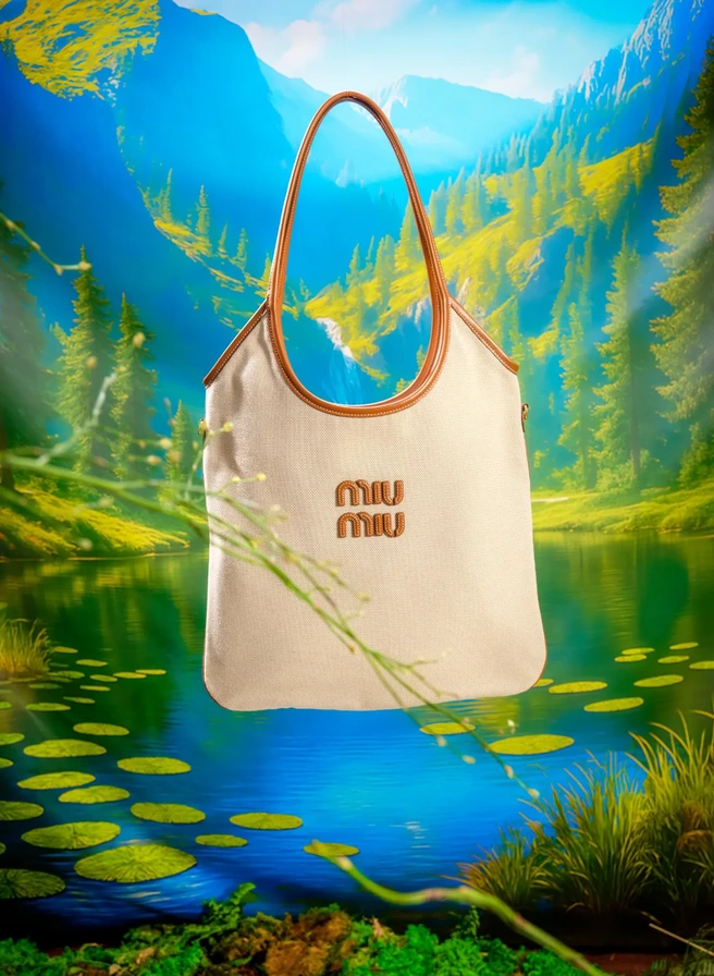 Conceptual still life photograph of Miu Miu luxury bag in surreal Toronto landscape by product photographer Sarah Wright.