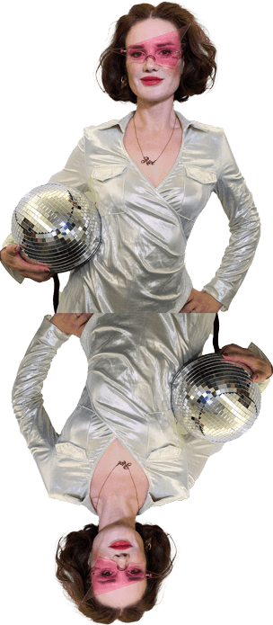 Olesja Reiser, Brandingexpertin, Webdesignerin Designerin, Illustratorin, Discooutfit, animiert, Hamburg