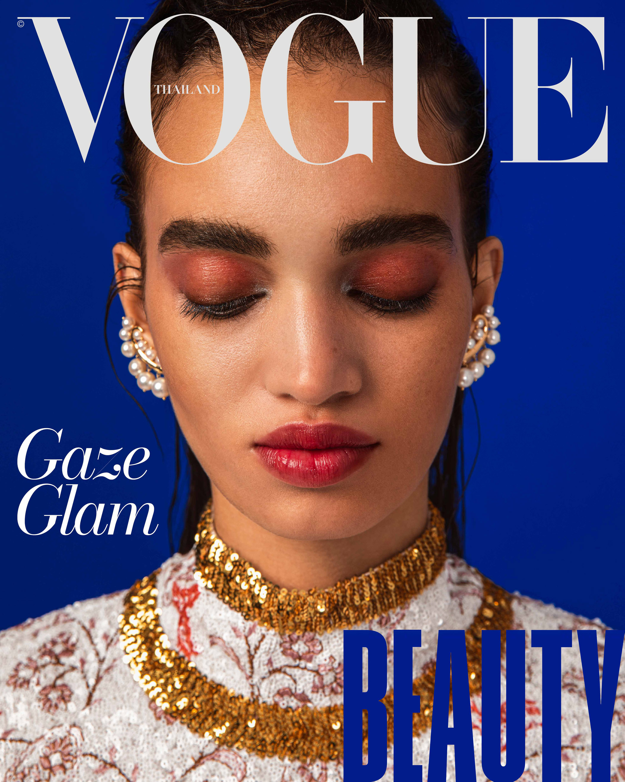 Vogue Thailand — beauty cover story ‘Gaze Glam’ cover image, photographed by Kourosh Sotoodeh.