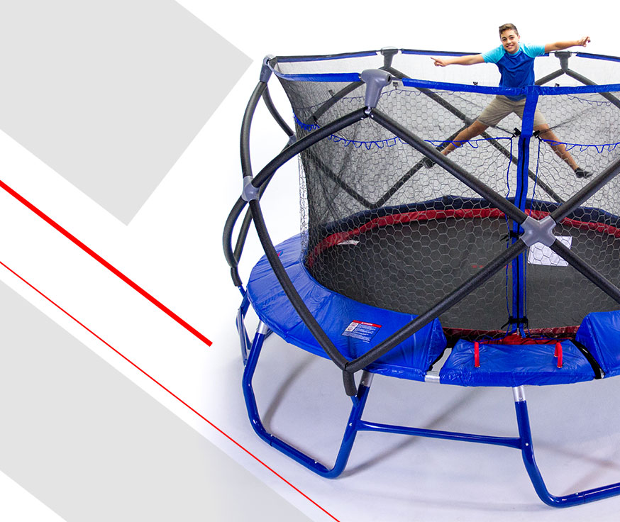 Cover image design for portfolio page with child jumping on big trampoline