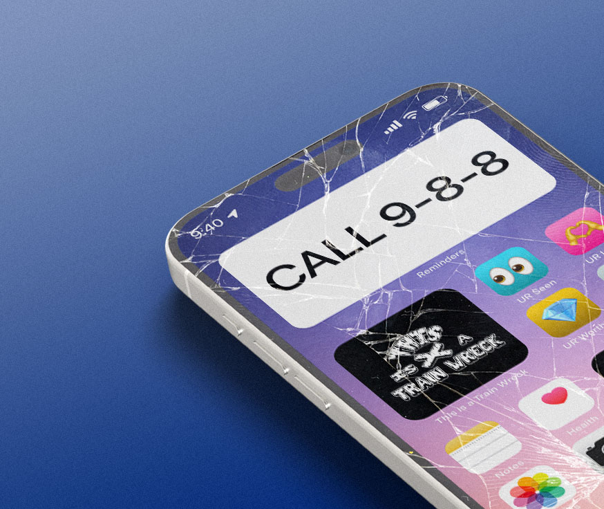 Cover image design for portfolio page with single album cover for the song Call 9-8-8 by This is a Train Wreck